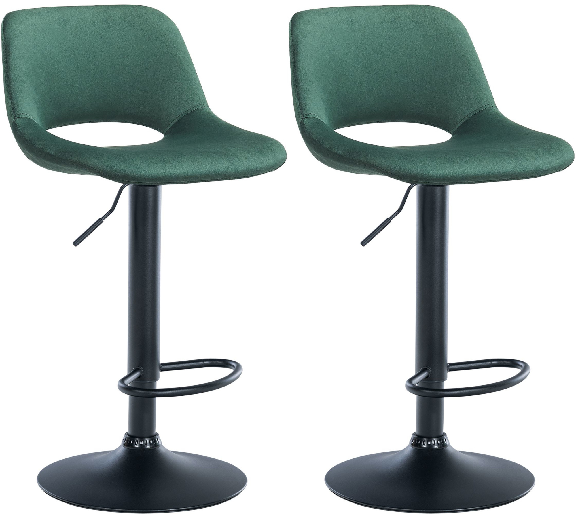 2er Set Barhocker Camden Samt schwarz, grün