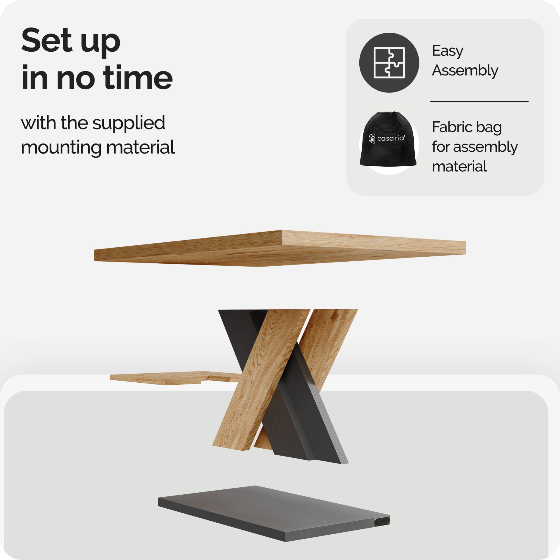 Couchtisch Detroit Holz/Grau 90x60x45cm