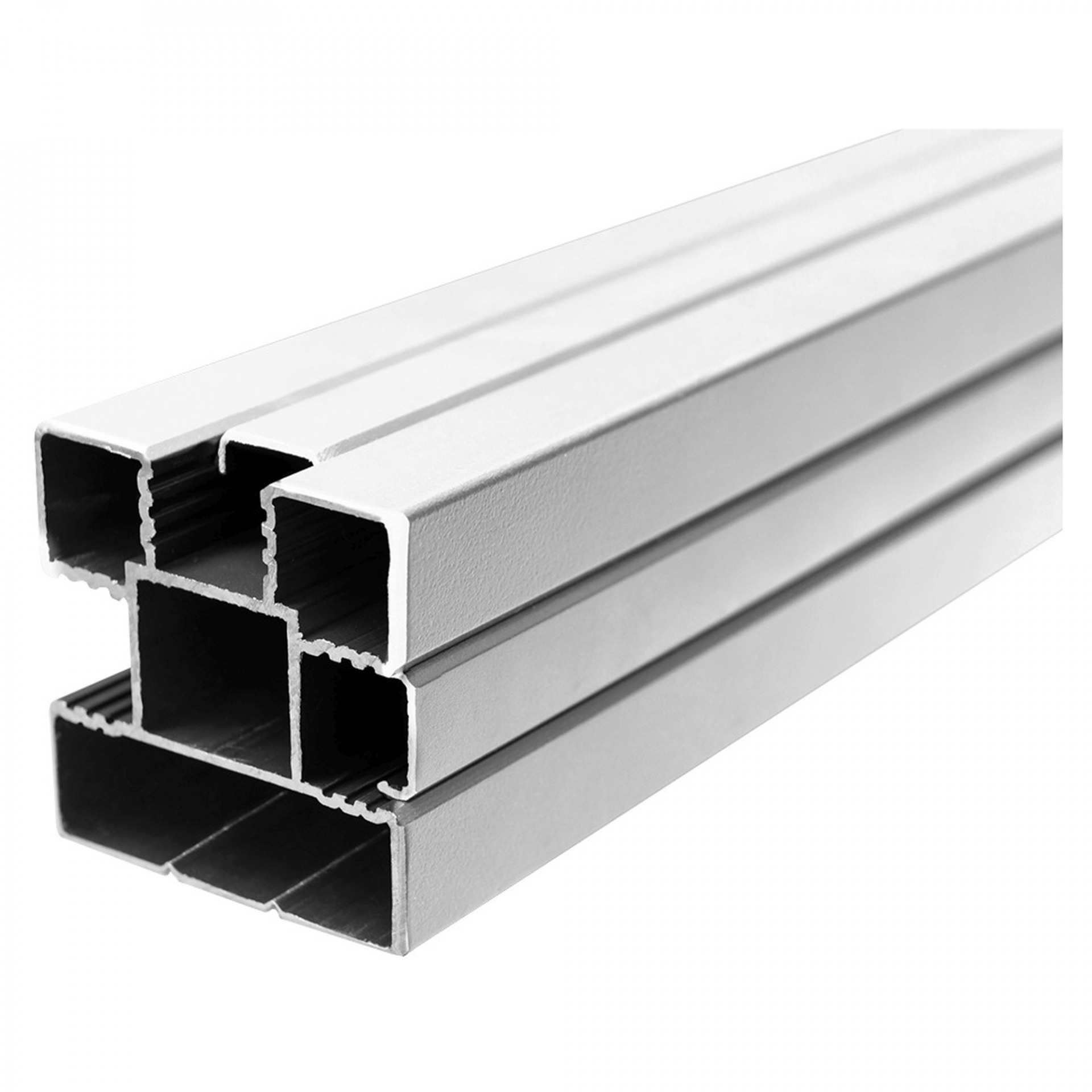 Aluminium-Steckzaunpfosten, SILBER, 68 x 68 x 1800 mm, inkl. Abstandhalter, Schienen + Kappen