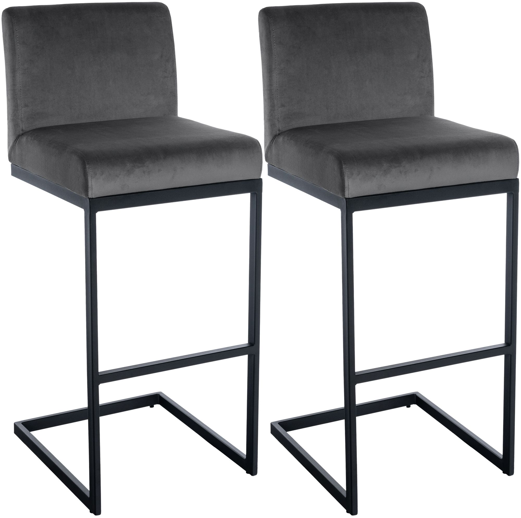 2er Set Barhocker Hopewell Samt B, dunkelgrau