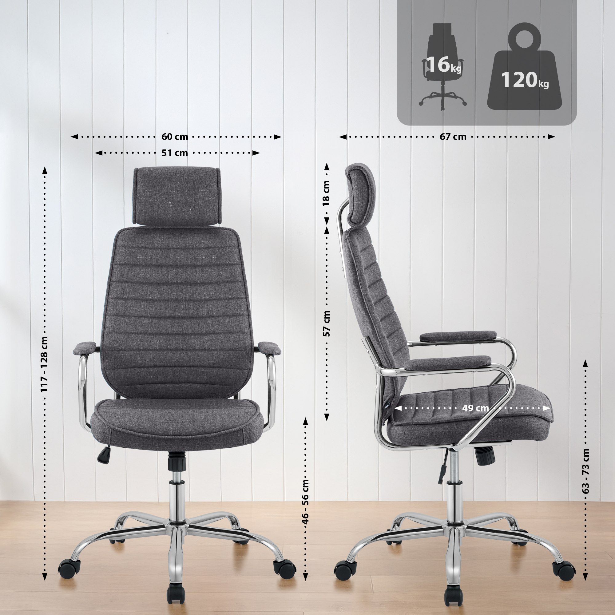 Bürostuhl Rako Stoff, dunkelgrau