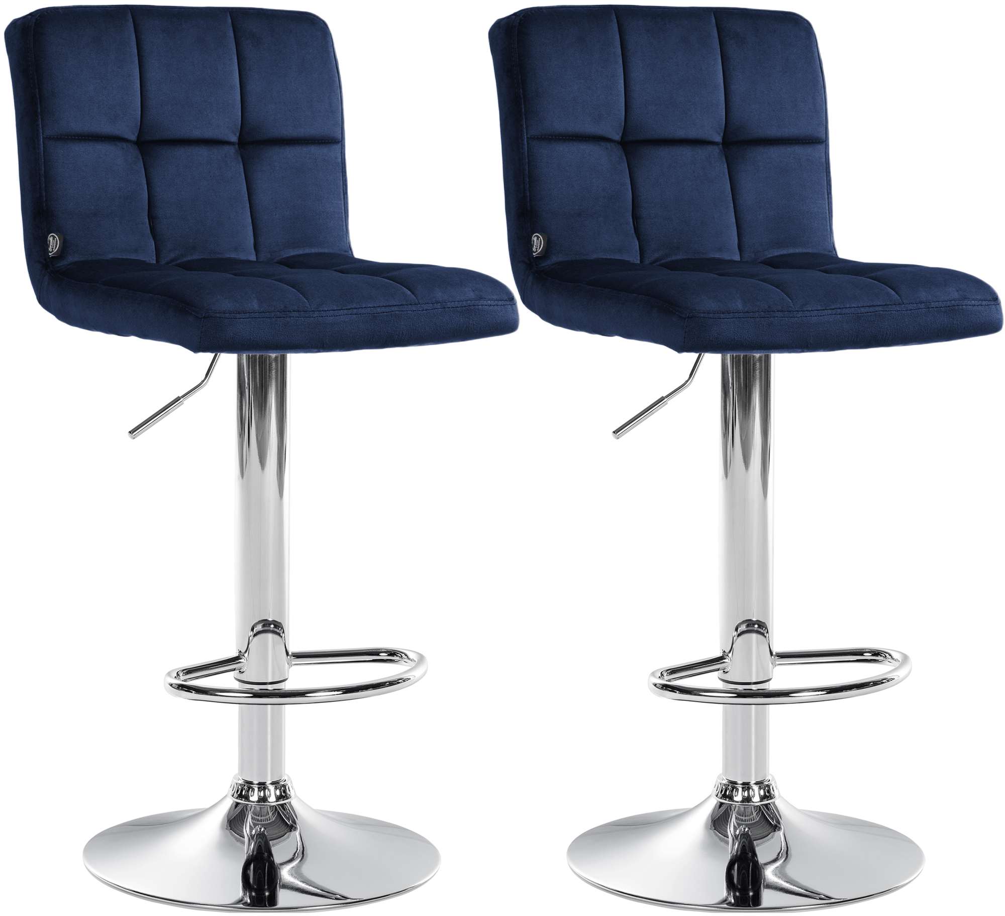 2er Set Barhocker Peru Samt chrom, blau