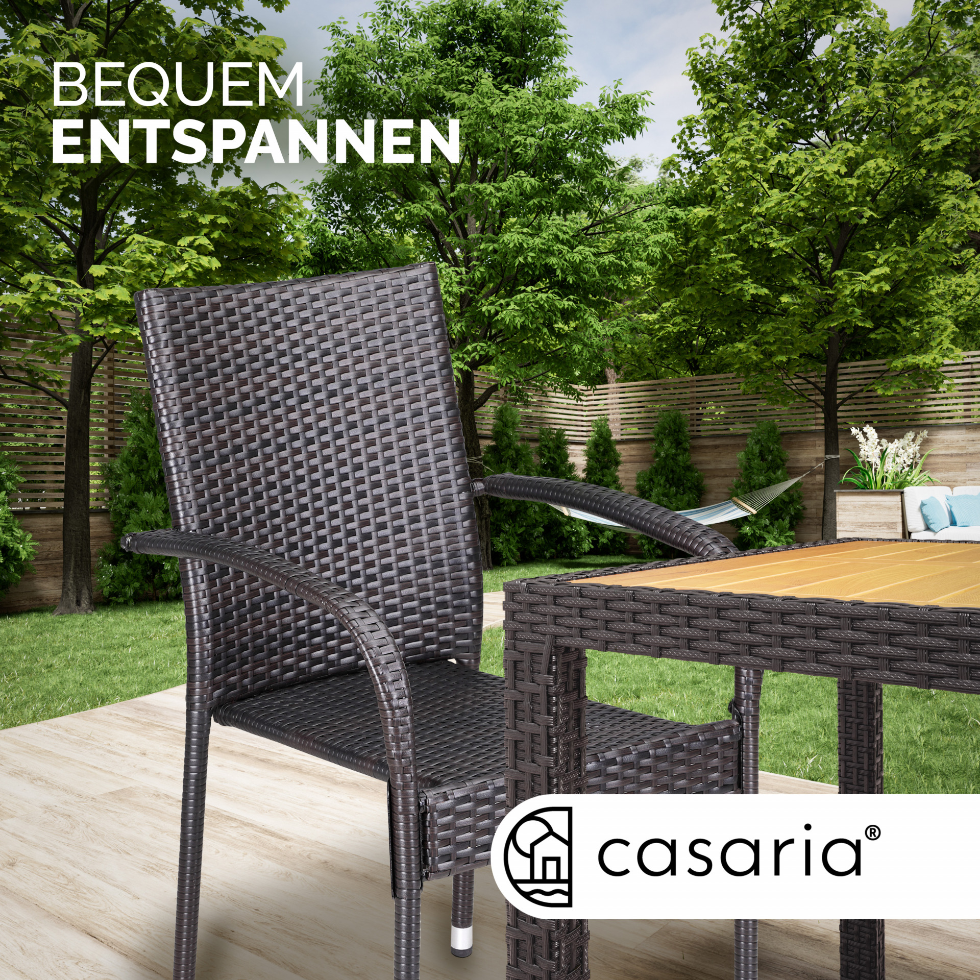 Polyrattan Stapelstuhl Comfort 4er-Set Braun