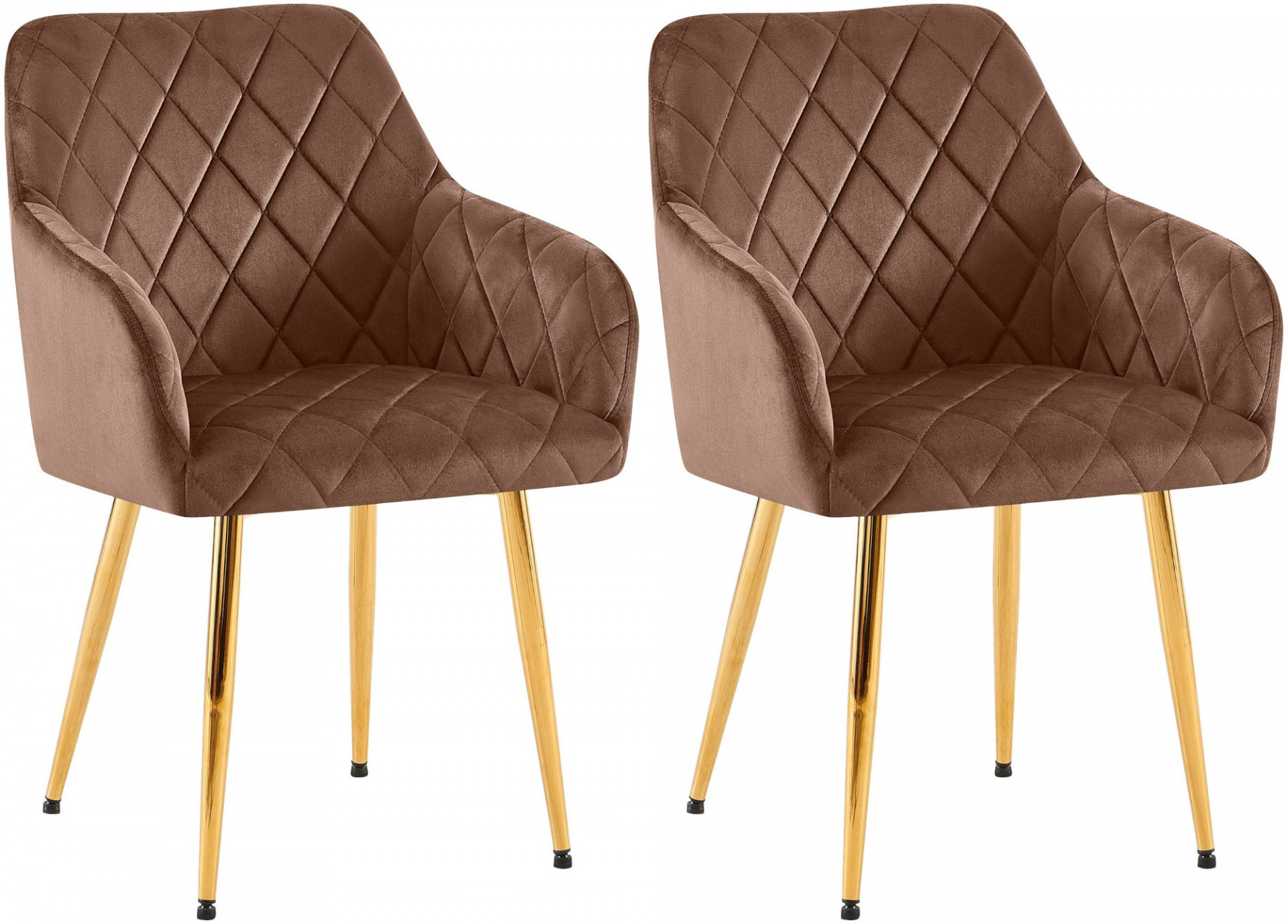 2er Set Esszimmerstuhl Monett Samt G, braun