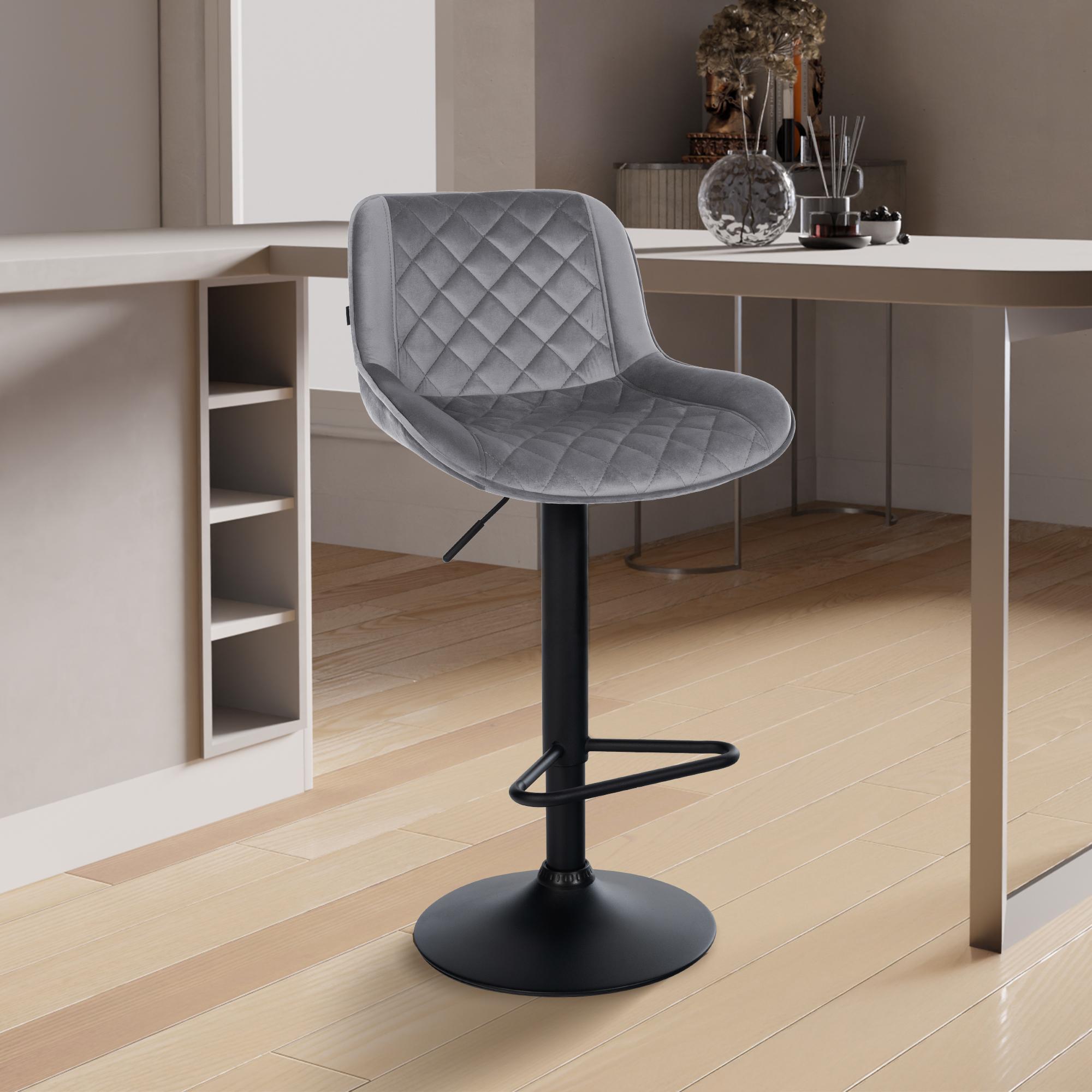 Barhocker Kasson Samt, dunkelgrau