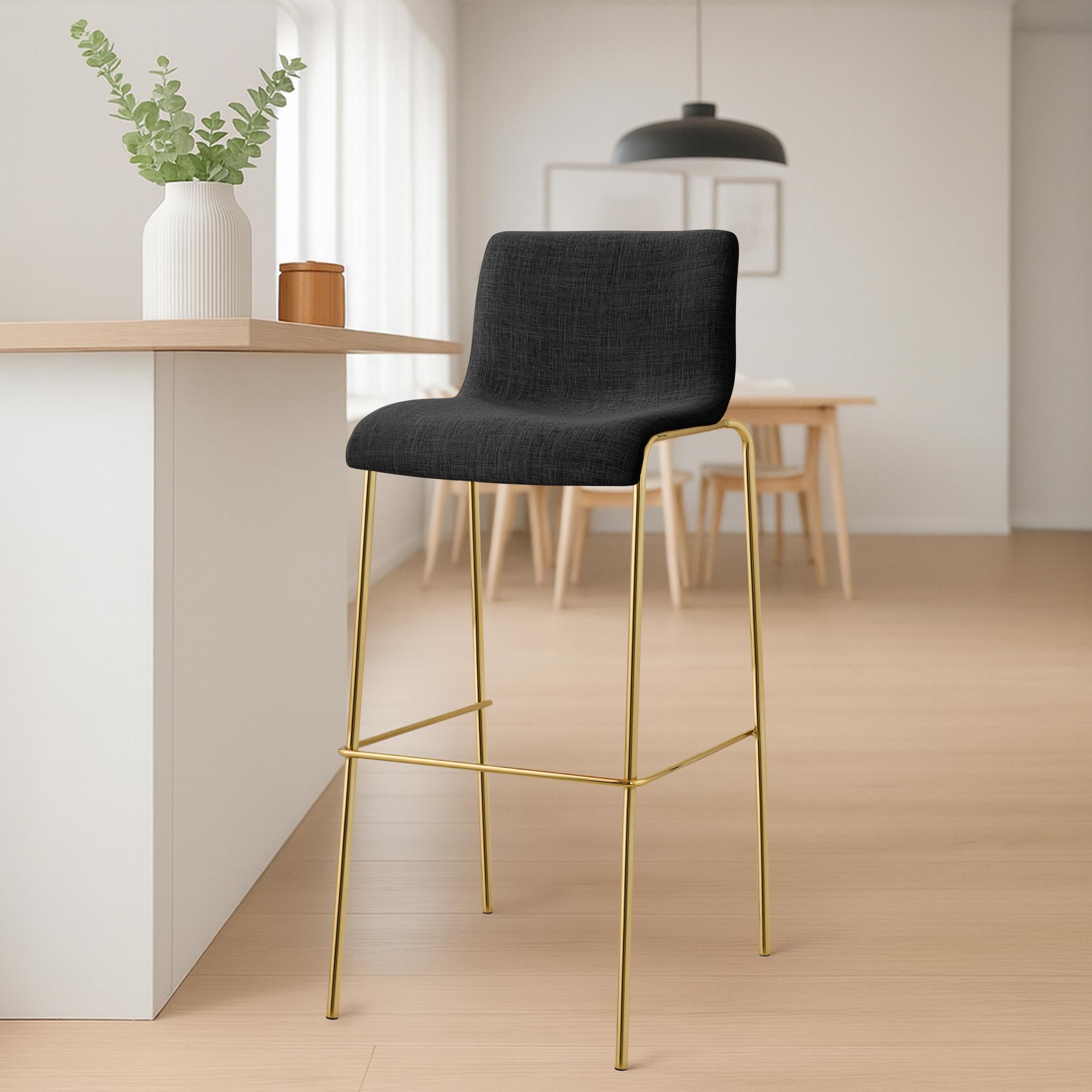Barhocker Hoover Stoff 4-Fuß Gold, dunkelgrau