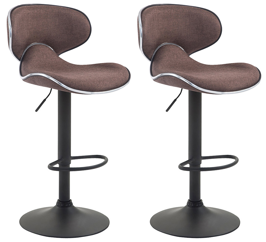 2er Set Barhocker Las Vegas V2 Stoff schwarz, braun