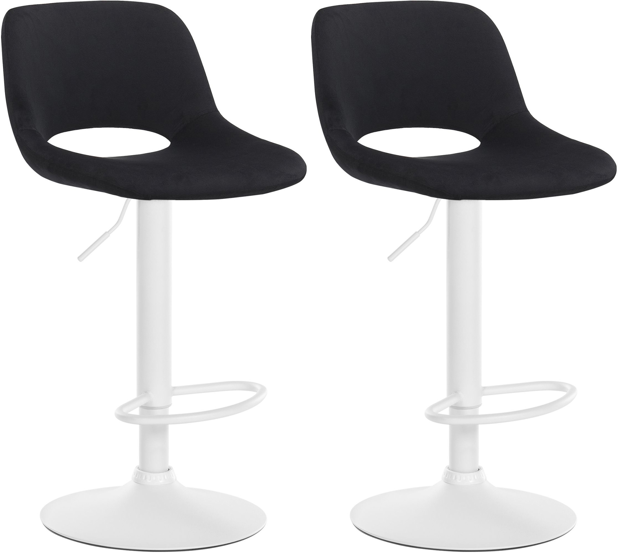 2er Set Barhocker Camden Samt weiß, schwarz