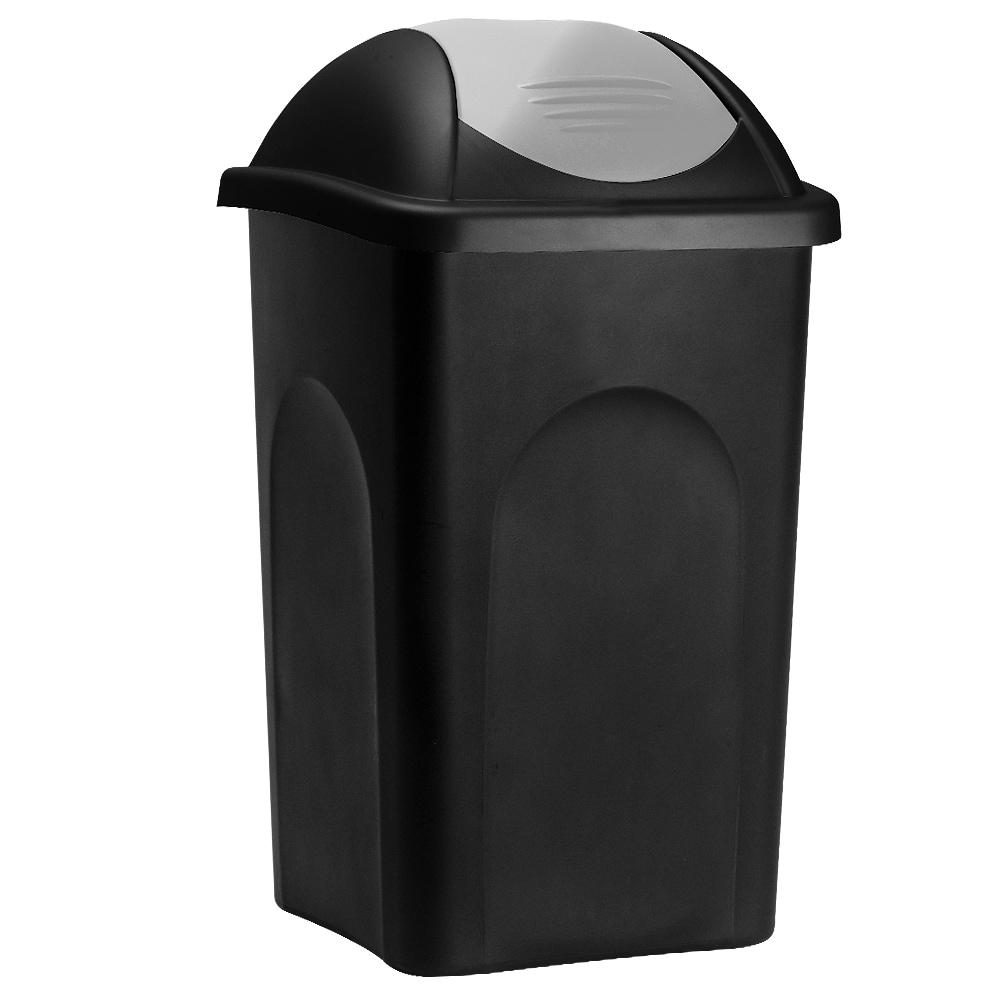 Mülleimer Schwarz/Silber Kunststoff 60L