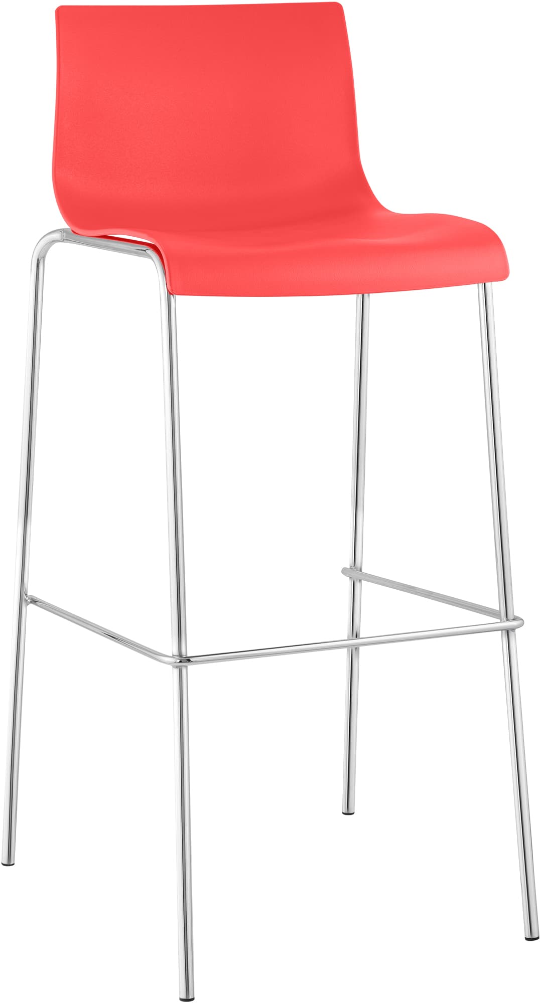 Barhocker Hoover Chrom 4-Fuß Gestell, rot