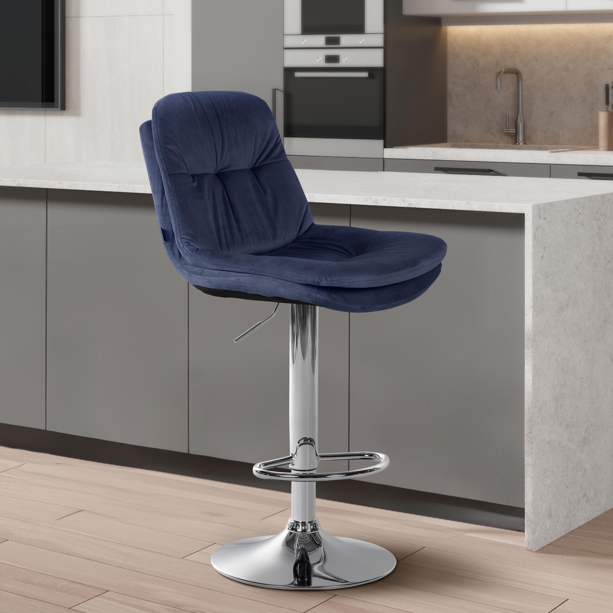 Barhocker Laurel Samt chrom, blau