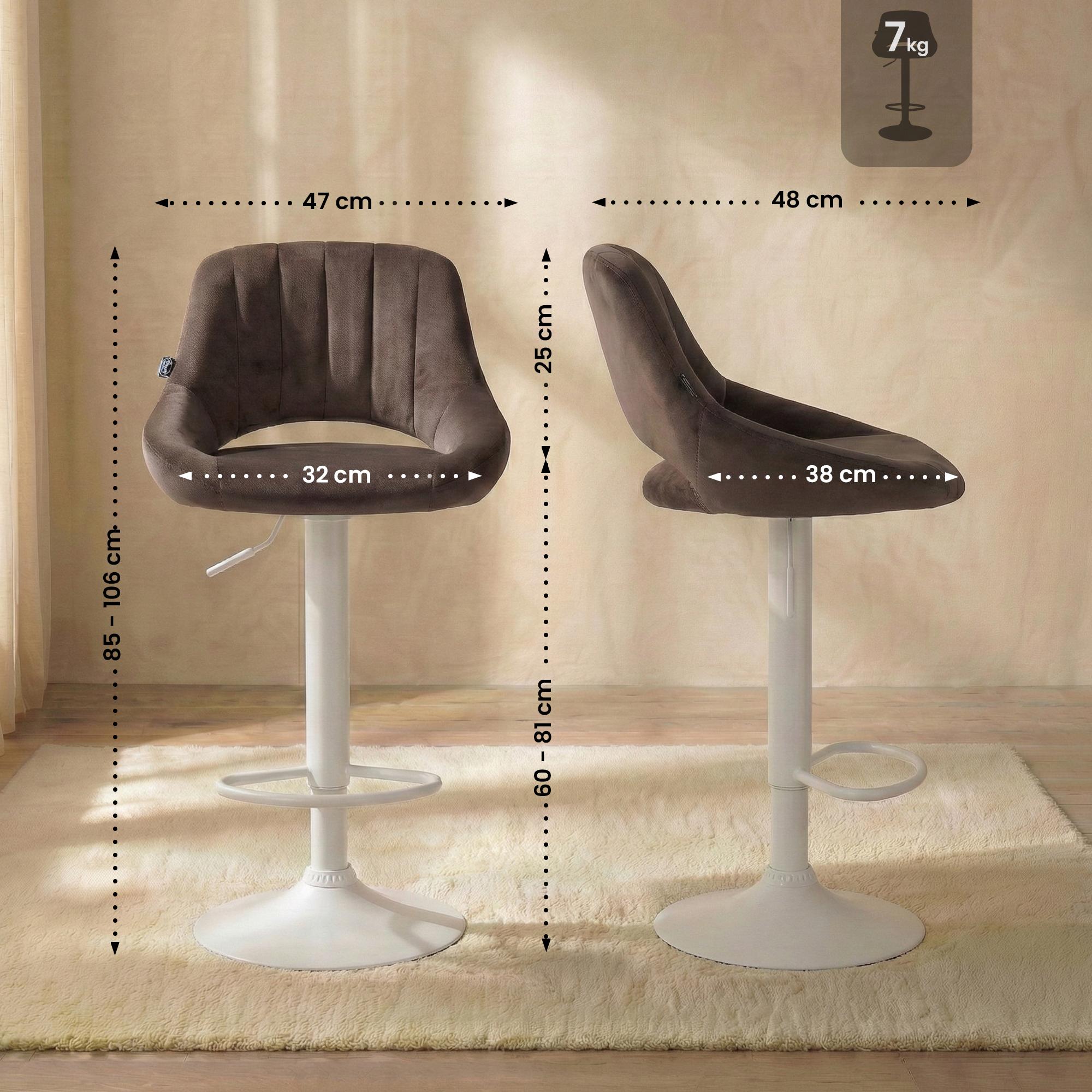 2er Set Barhocker Milet Samt W, braun