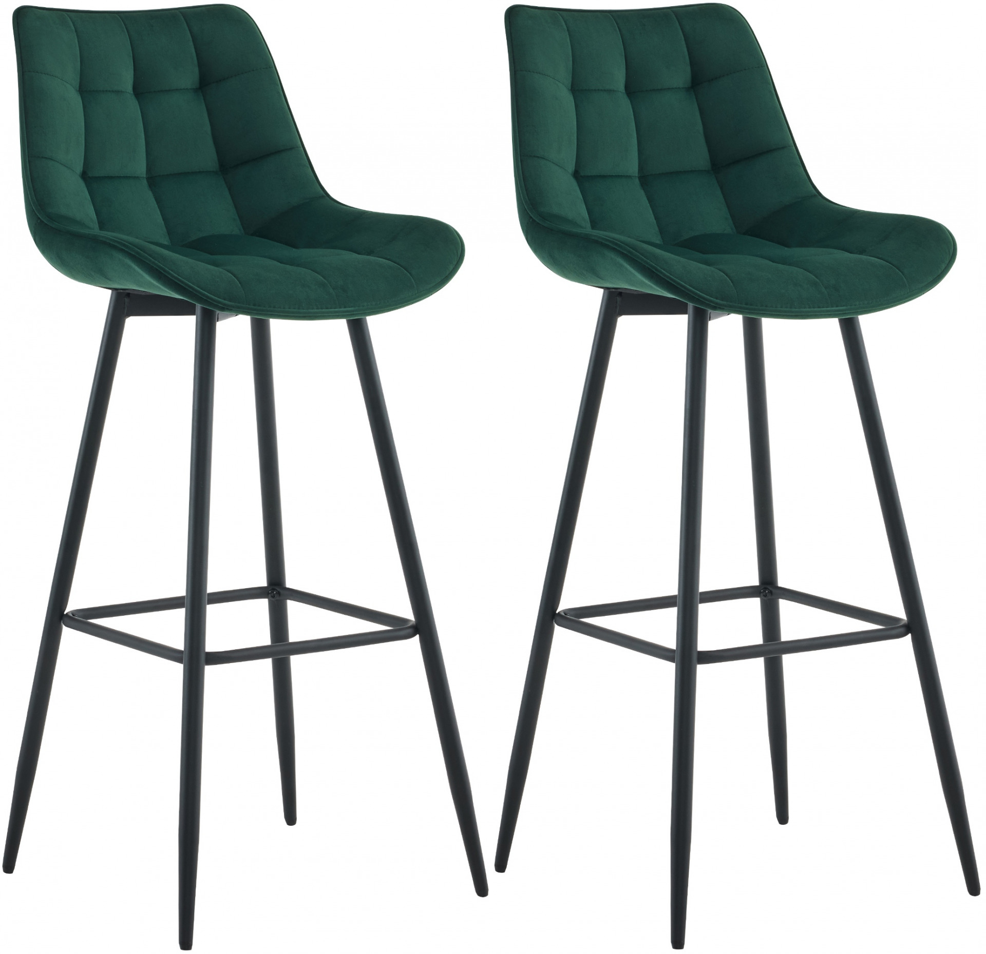 2er Set Barhocker Dartford Samt, grün