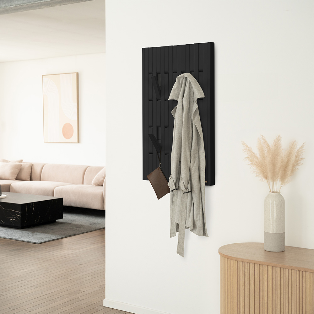 Garderobenpaneel QUEST Schwarz - 55 x 4 x 105 cm