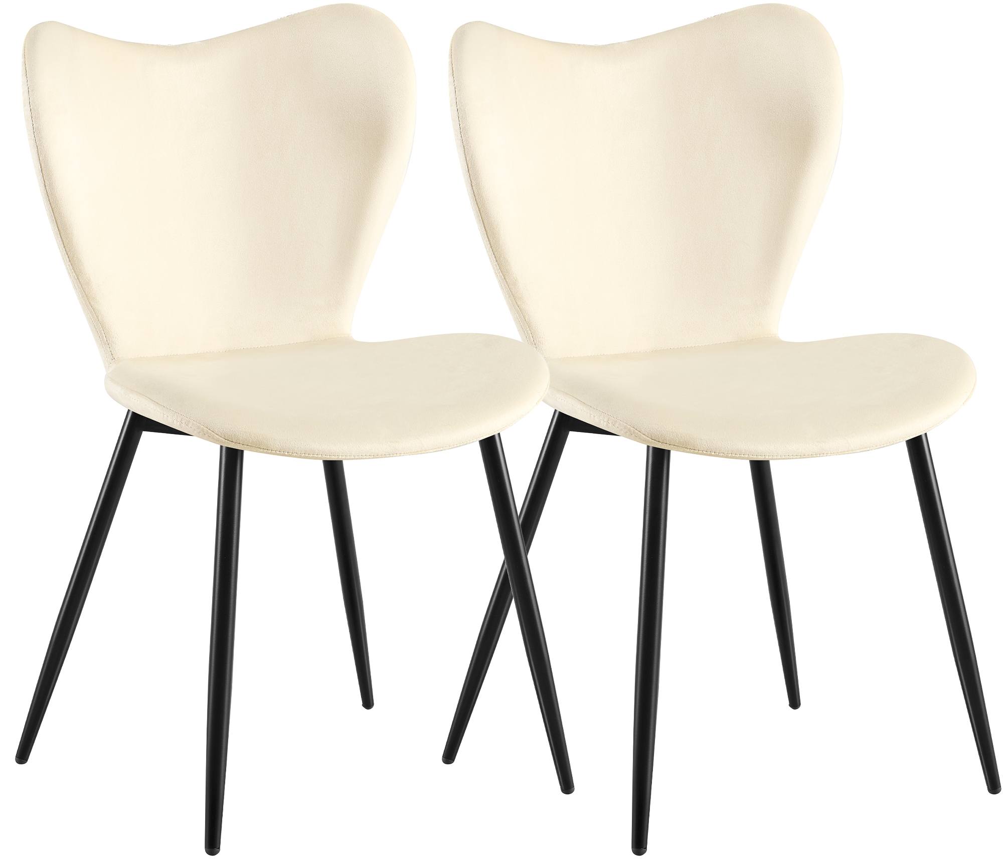 2er Set Esszimmerstuhl Maika Samt, creme