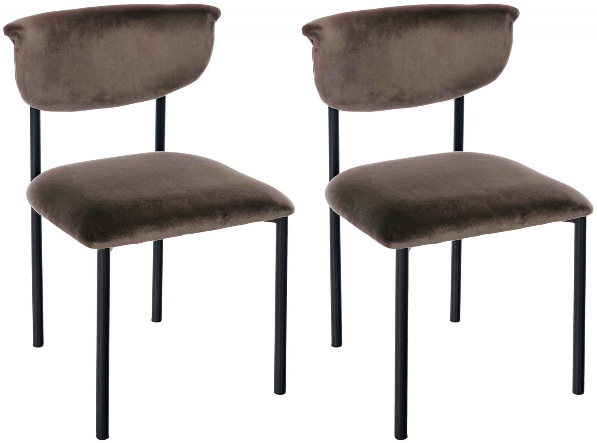 2er Set Besucherstuhl Gambell Samt, braun