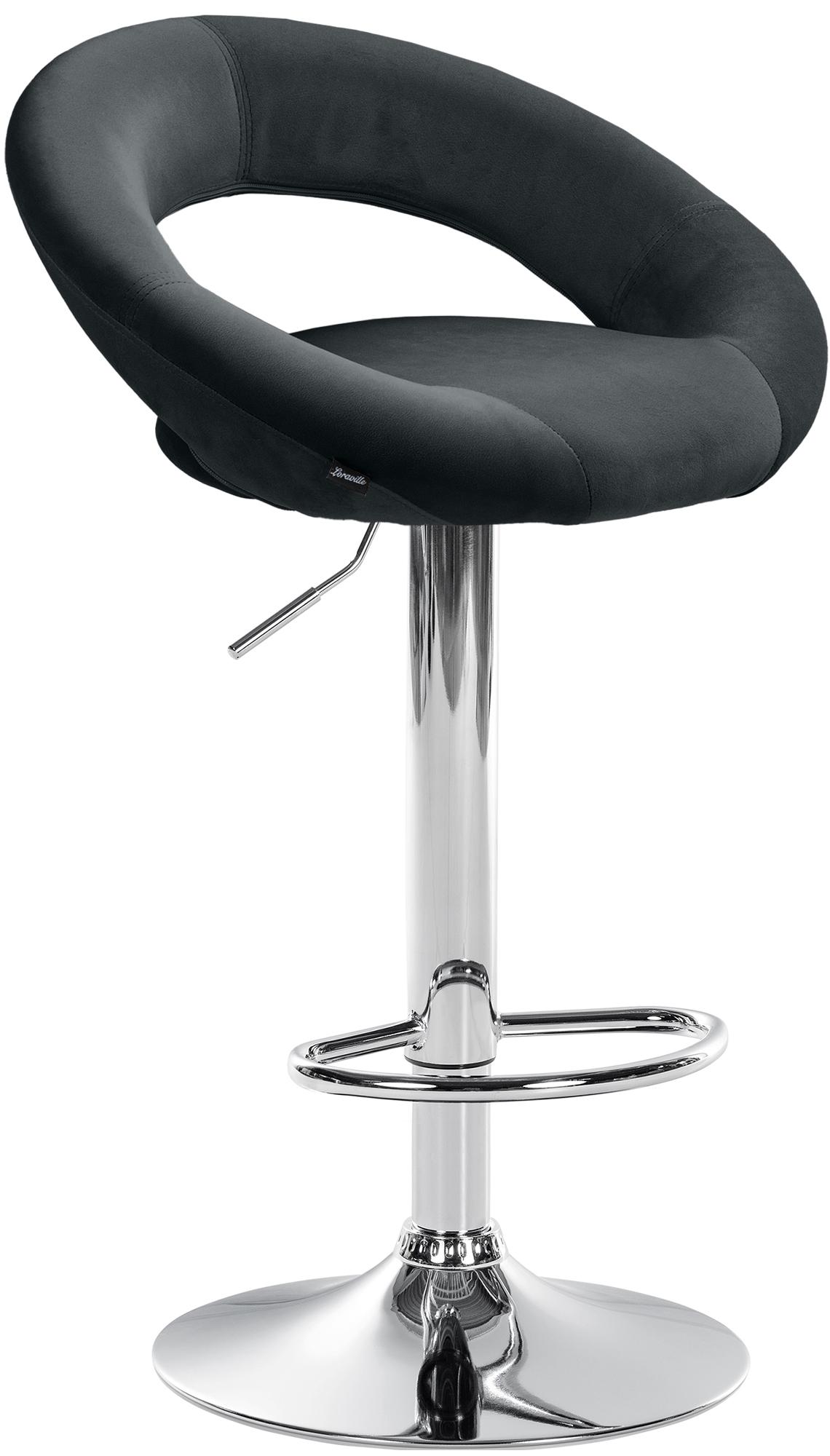 Barhocker Olinda Samt chrom, schwarz