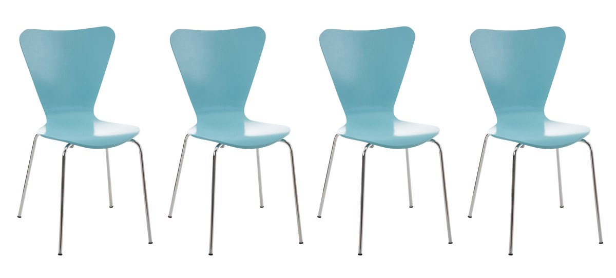 4er Set Besucherstuhl Calisto, hellblau