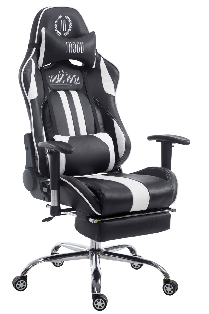Racing Bürostuhl Limit V2 Kunstleder mit Fußablage, schwarz/weiß