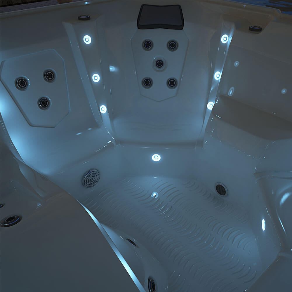 Outdoor Whirlpool mit Treppe und Thermoabdeckung STREAM BIG - 207 x 207 cm für 5 Personen