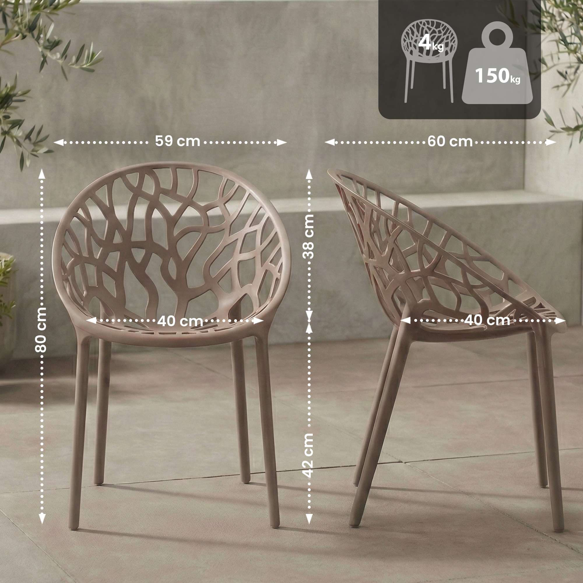 2er Set Stuhl Hope, taupe