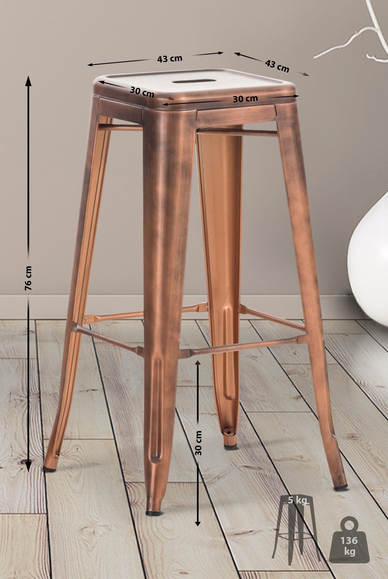 Barhocker Joshua V2, kupfer