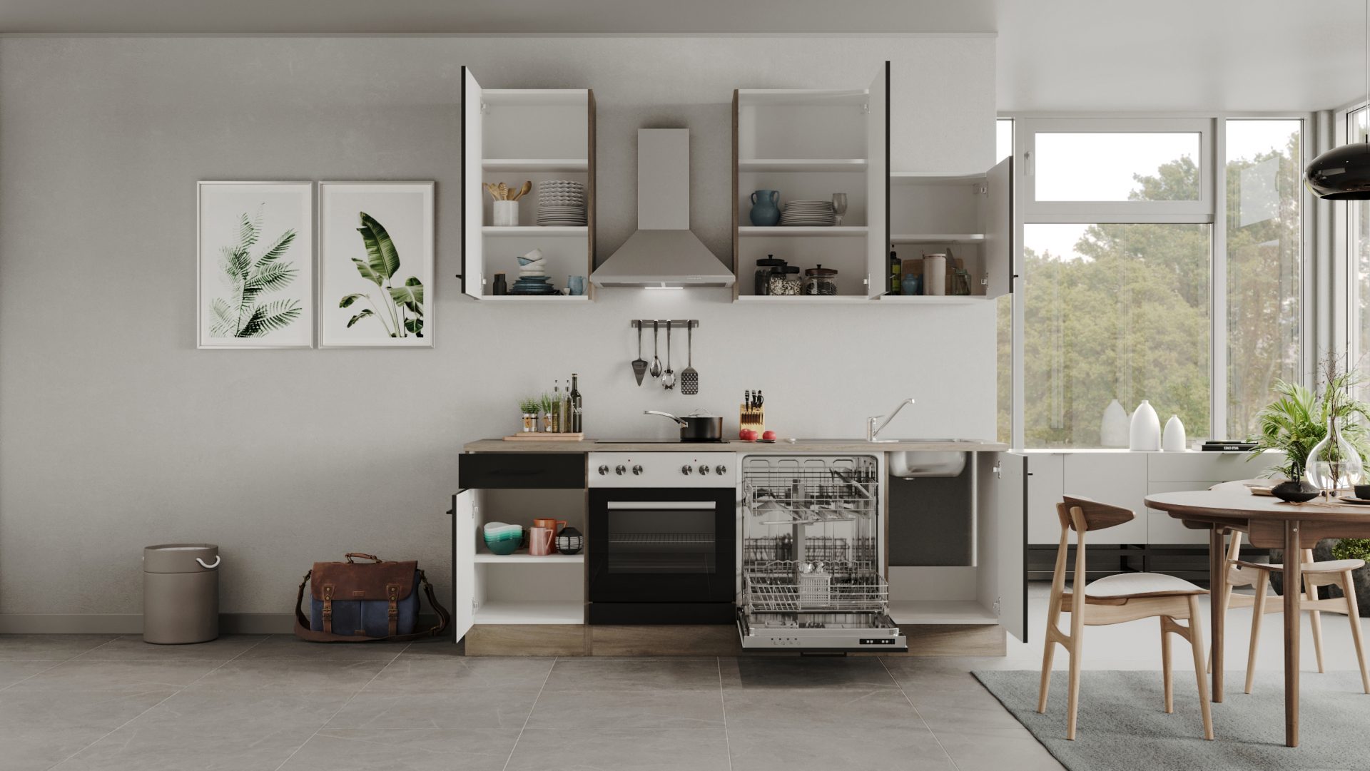 Küchenzeile Capri 220 cm mit E-Geräten