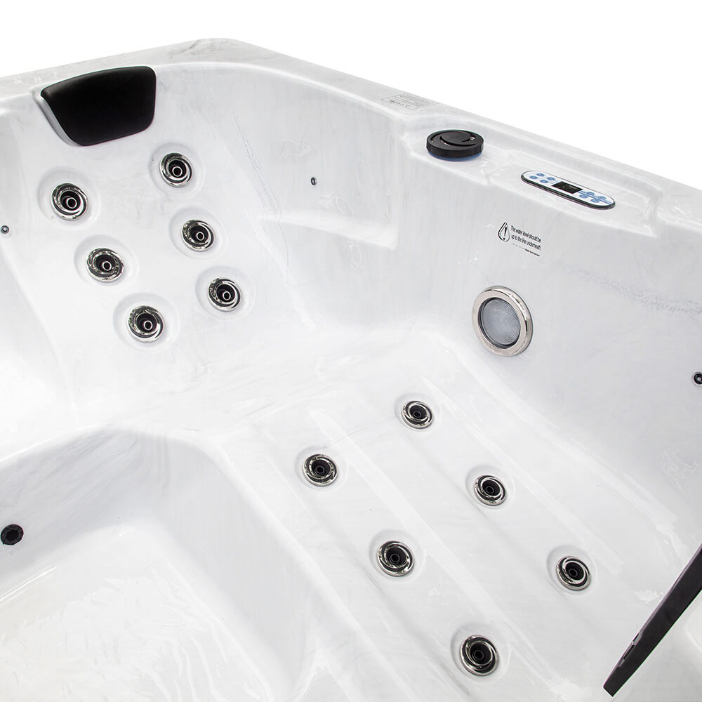 Outdoor Whirlpool mit Treppe und Thermoabdeckung WHITE MARBLE Anthrazit - 210 x 160 cm für 3 Personen