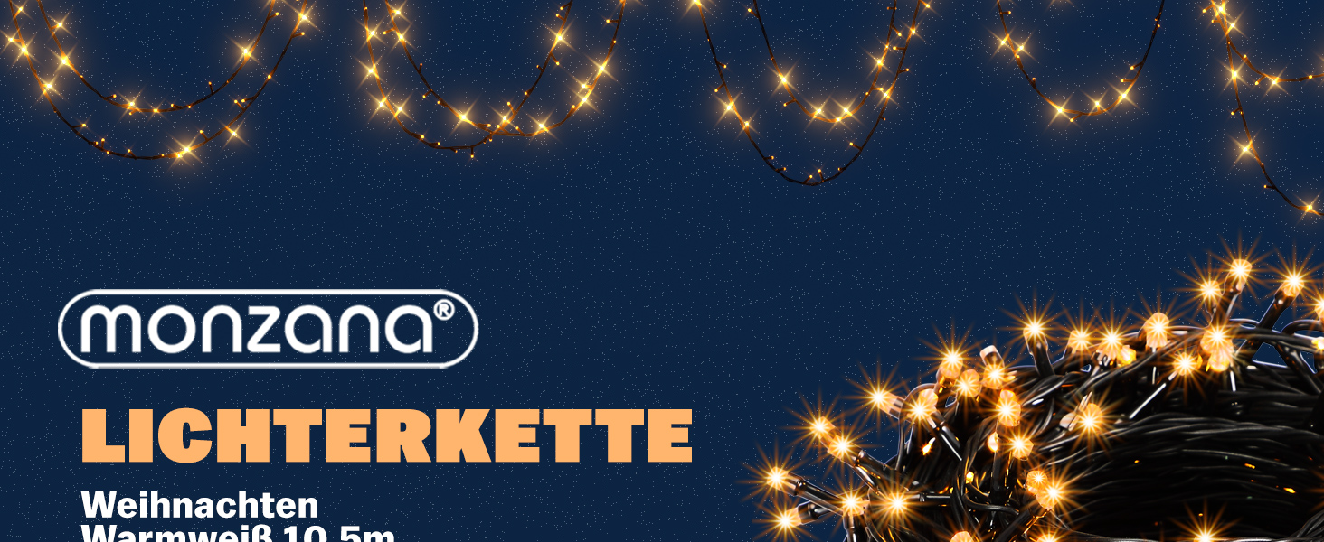 Lichterkette Warmweiß 10,5m Timer
