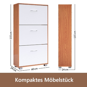 Schuhschrank Buche/Weiß 115x60x24cm