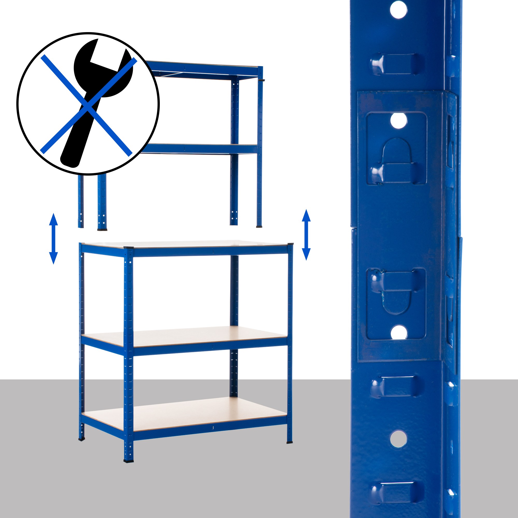 Steckregal inkl. Werkbank 2+3, blau