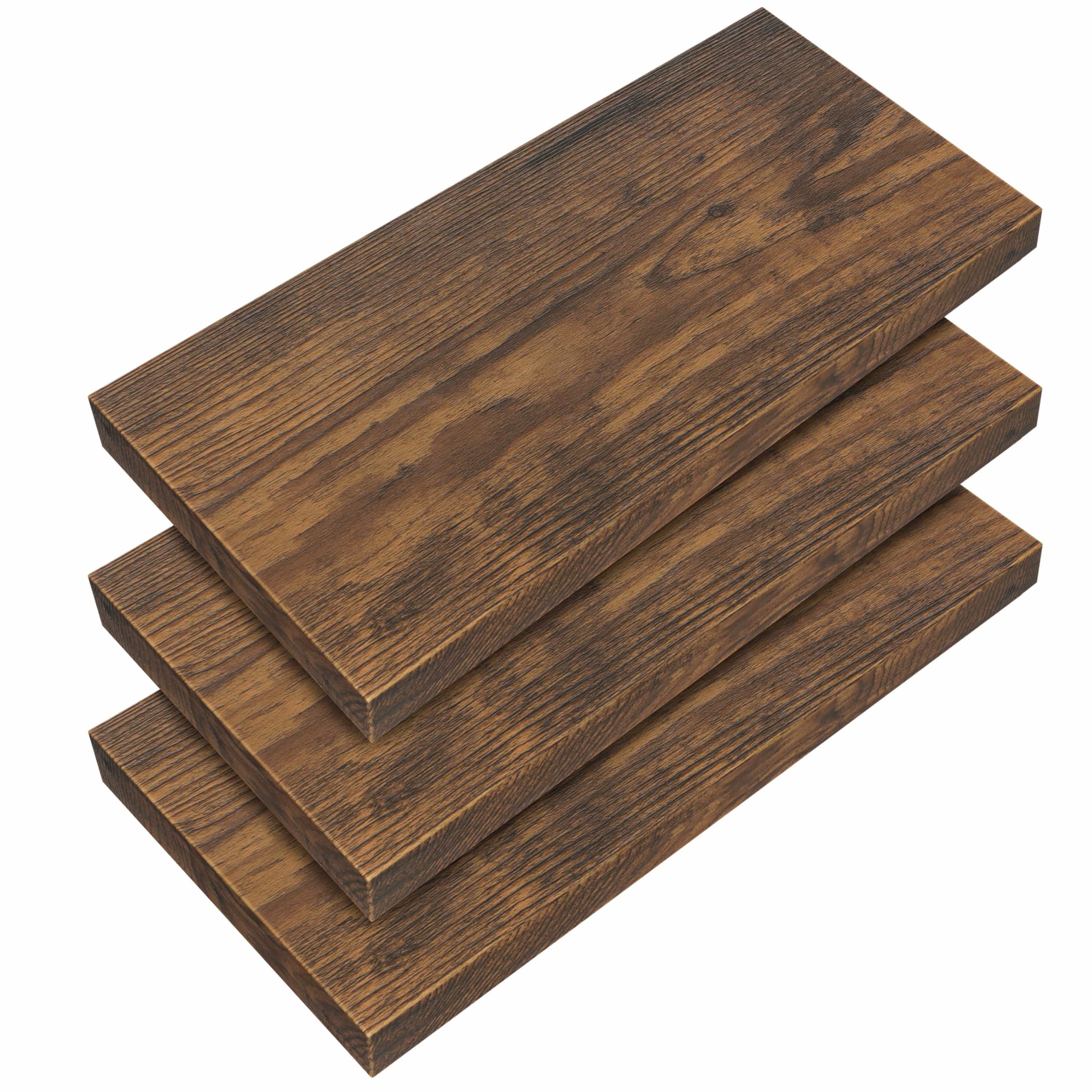 Wandregal Schweberegal 50cm 3er-Set Dunkle Eiche + Halterung