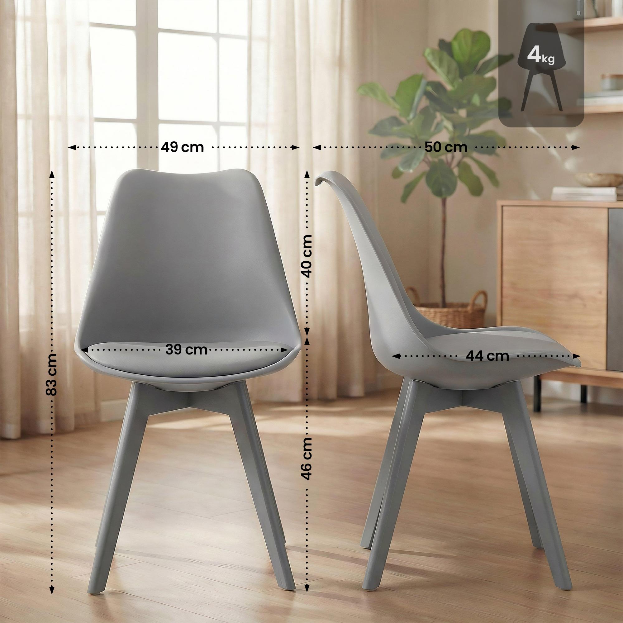 4er Set Stuhl Linares Kunststoff, grau/grau