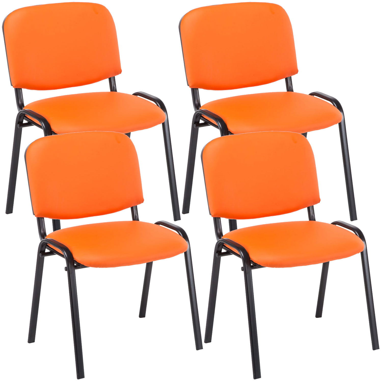 4er Set Besucherstuhl Ken Kunstleder, orange