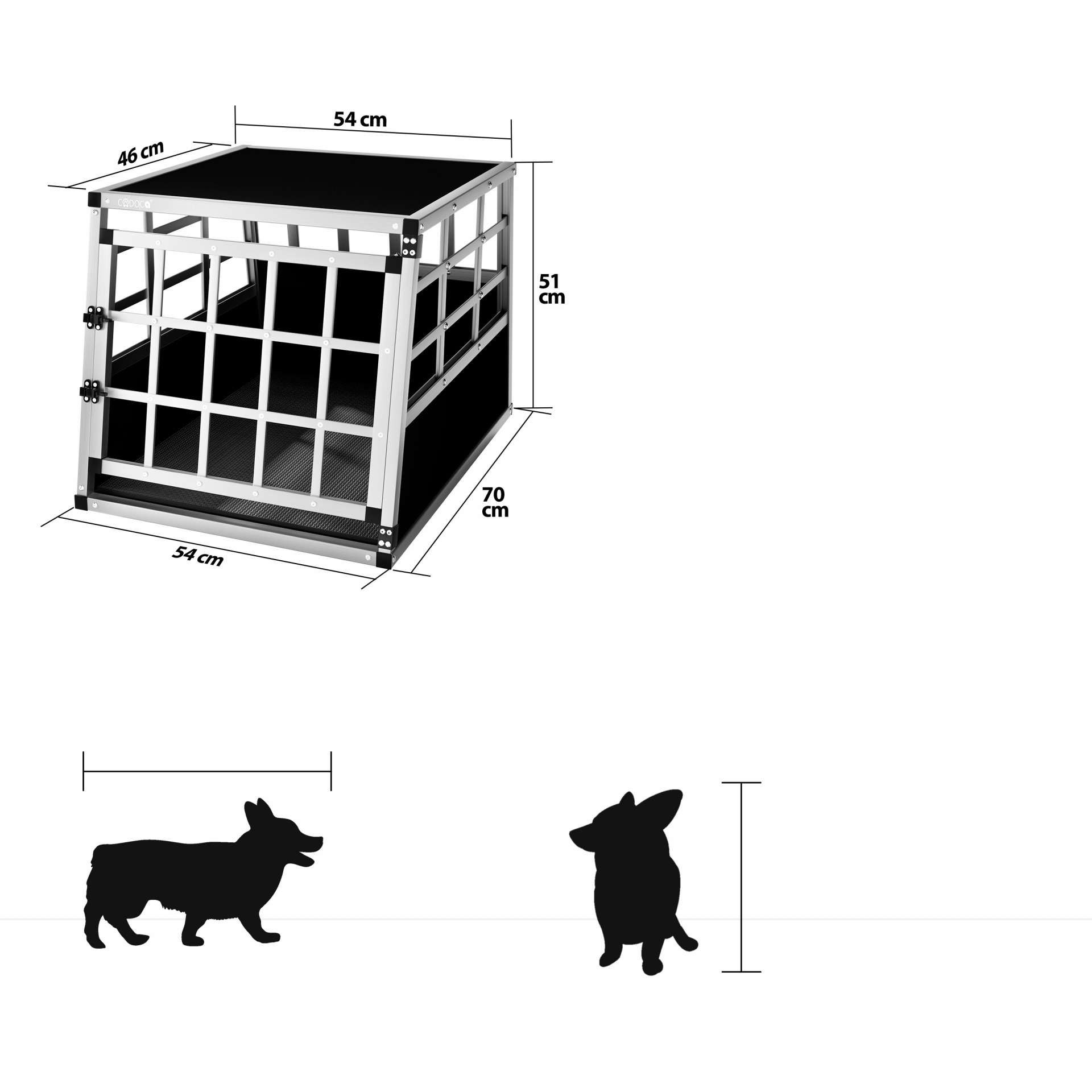 Hundetransportbox M Alu 70x54x51cm