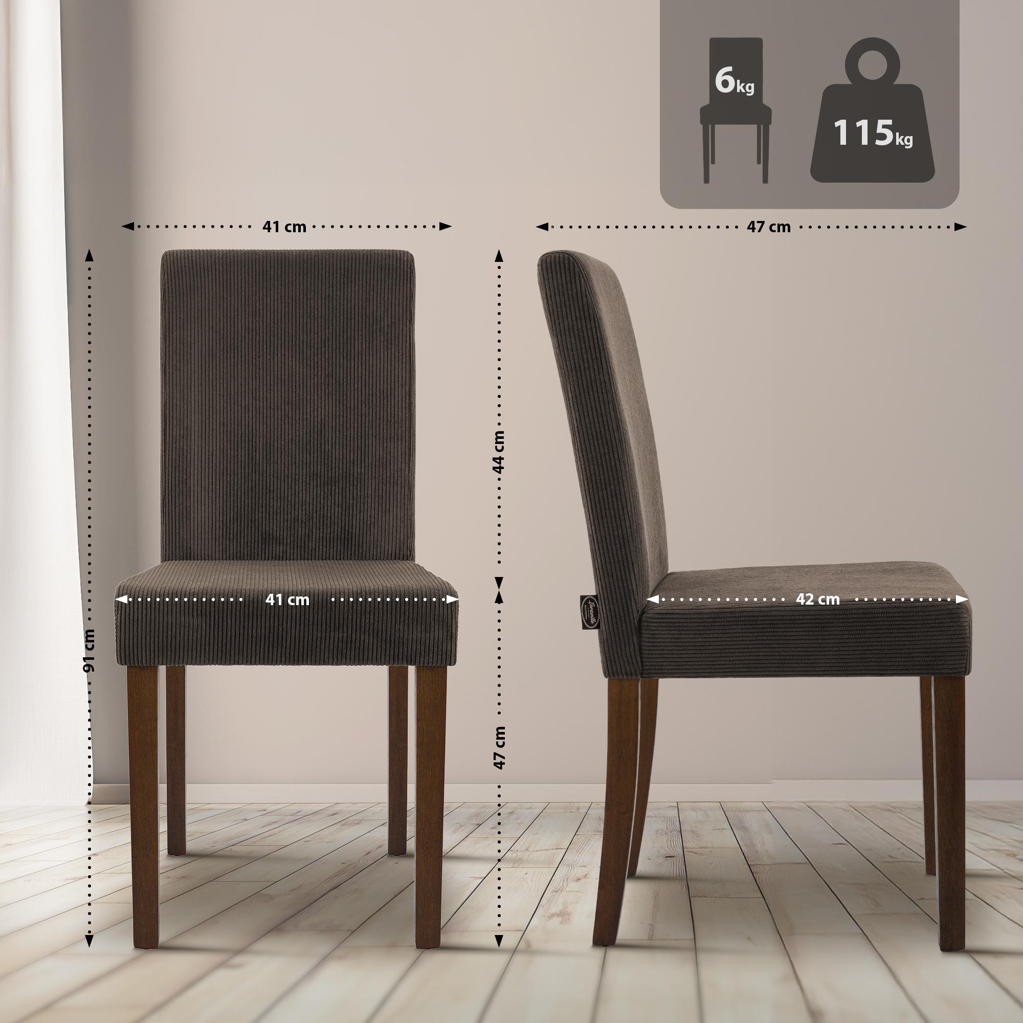 2er Set Esszimmerstuhl Ina Cord antik dunkel, braun