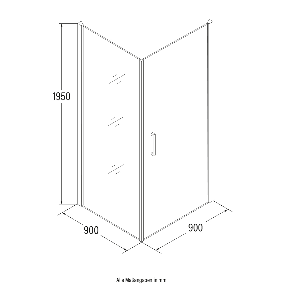 Duschkabine LIVIA Chrom - 90 x 195 cm