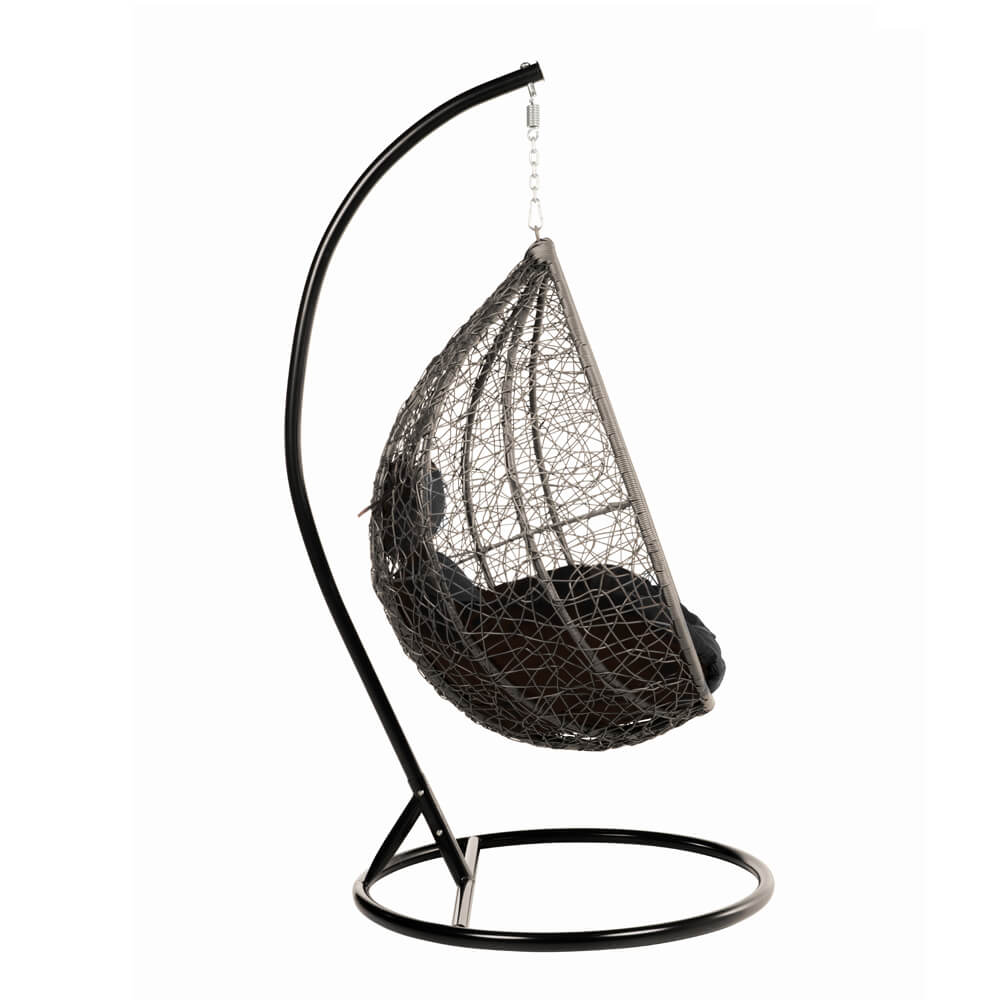 Polyrattan Hängesessel mit Gestell CIELO - Schwarz