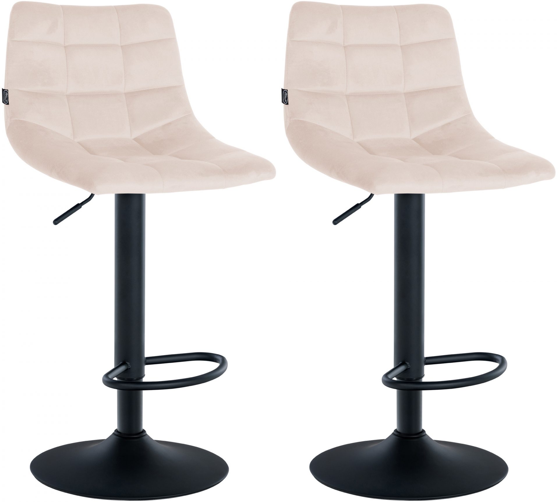 2er Set Barhocker Jerry Samt schwarz, beige