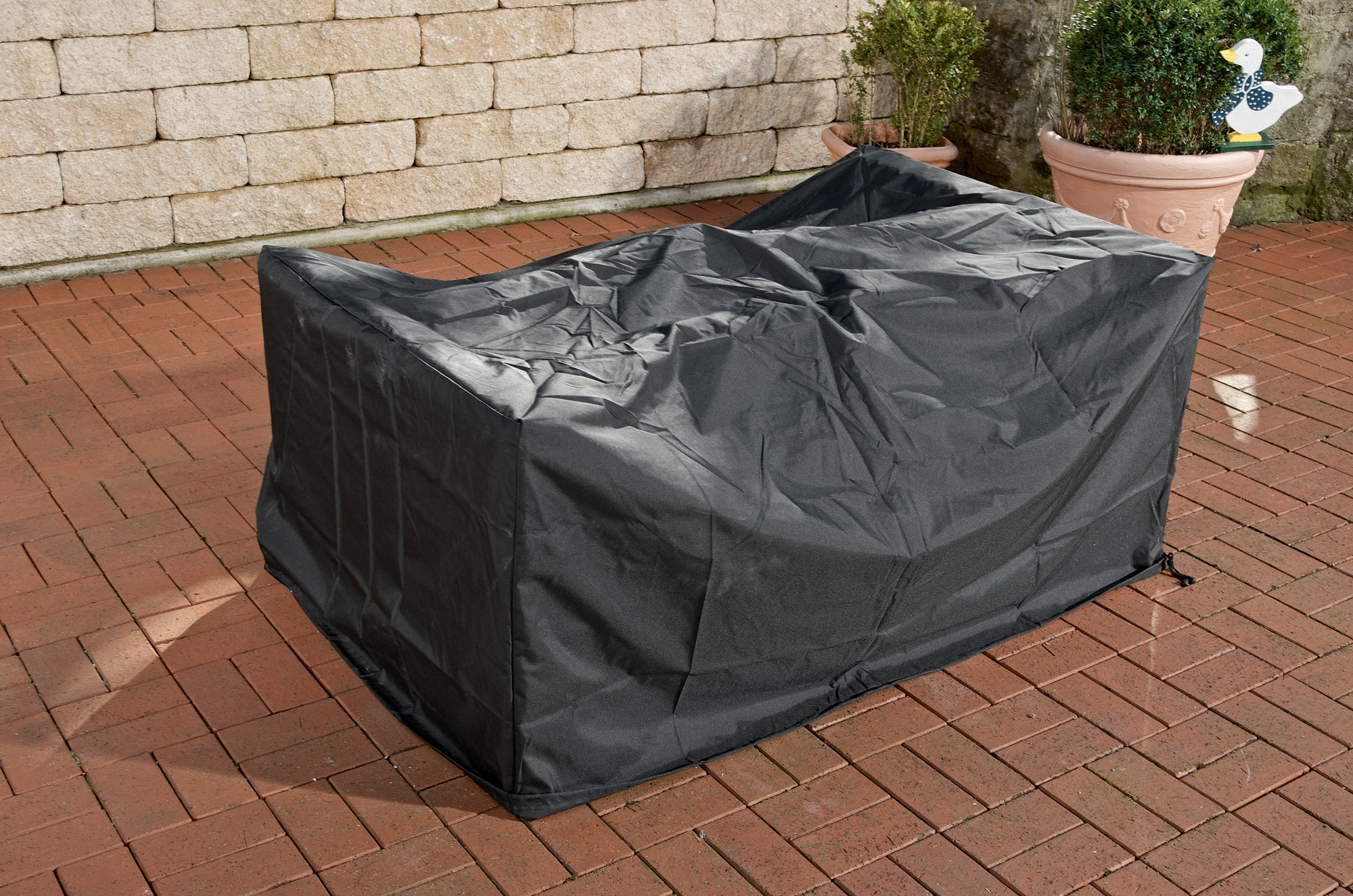 Abdeckhaube 148x83x80, Sofa + Fußhocker Molde, schwarz
