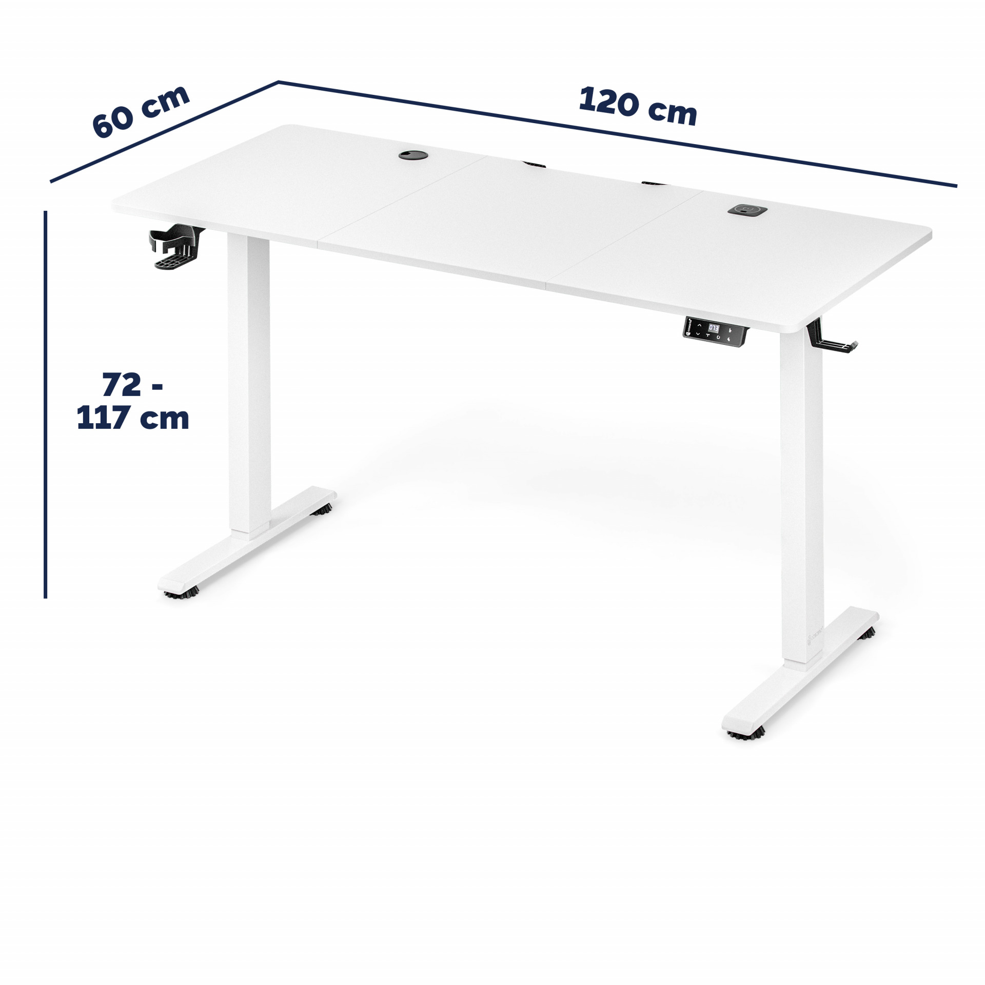 Höhenverstellbarer Schreibtisch Weiß 120x60x72-117cm