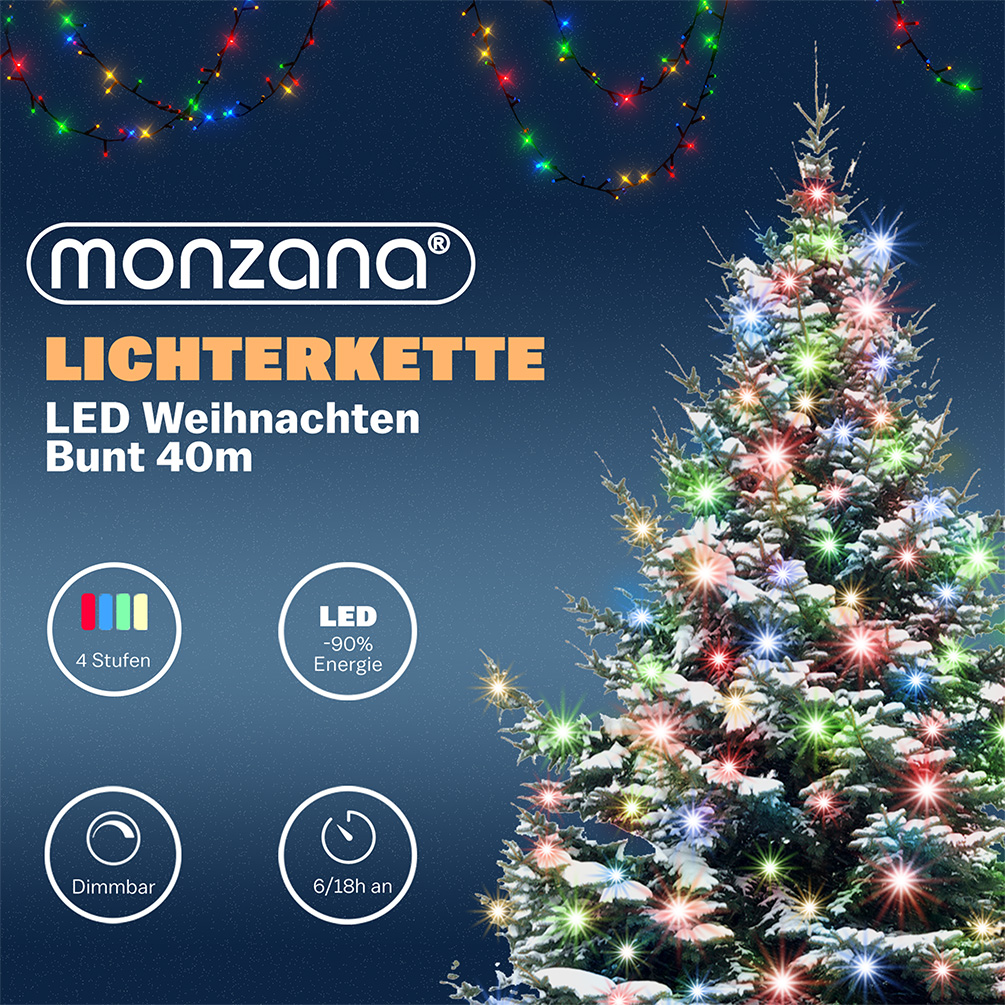 Lichterkette Weihnachten Bunt 40m Fernbedienung