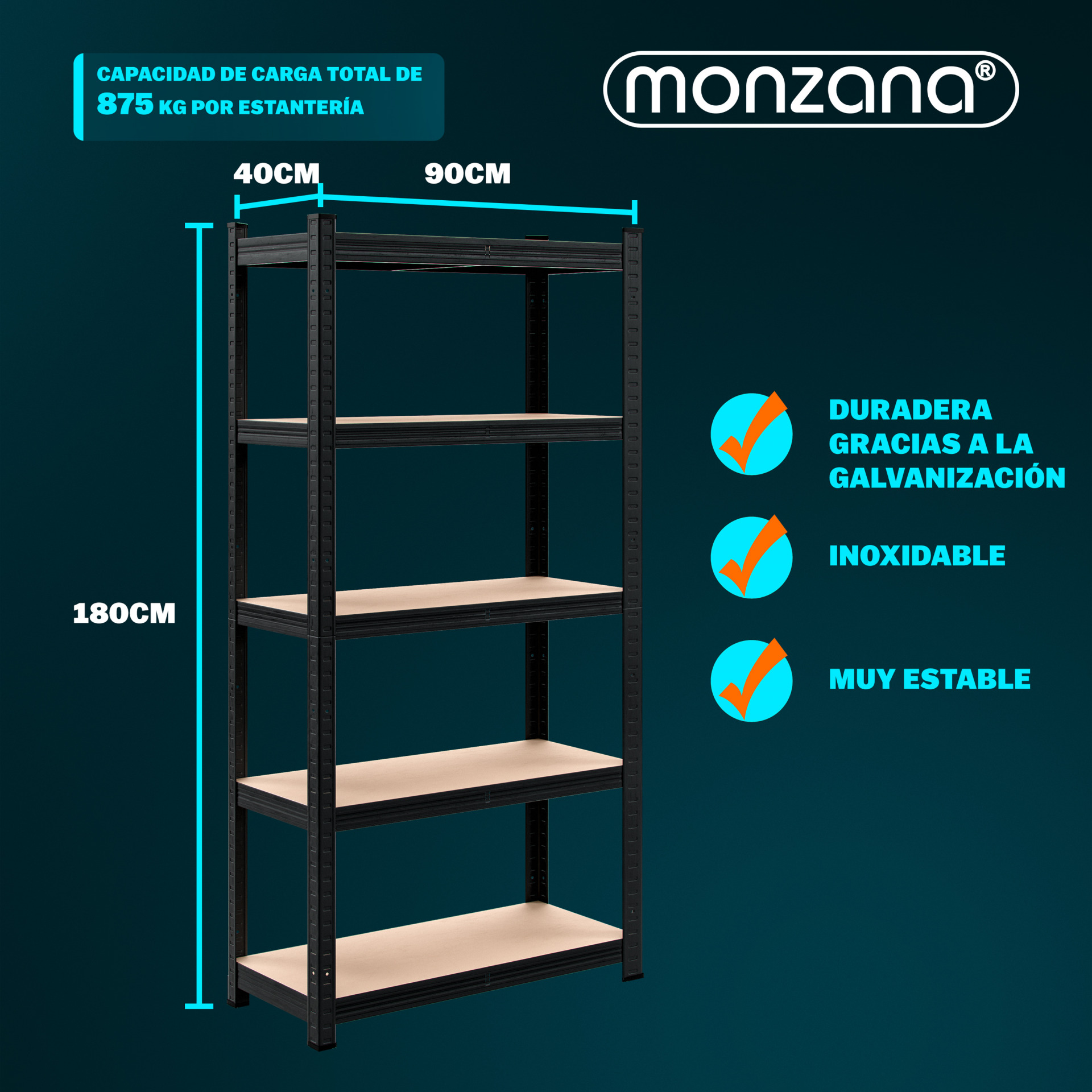 Schwerlastregal 2er-Set Schwarz 180x90x40cm pulverbeschichtet je 875kg