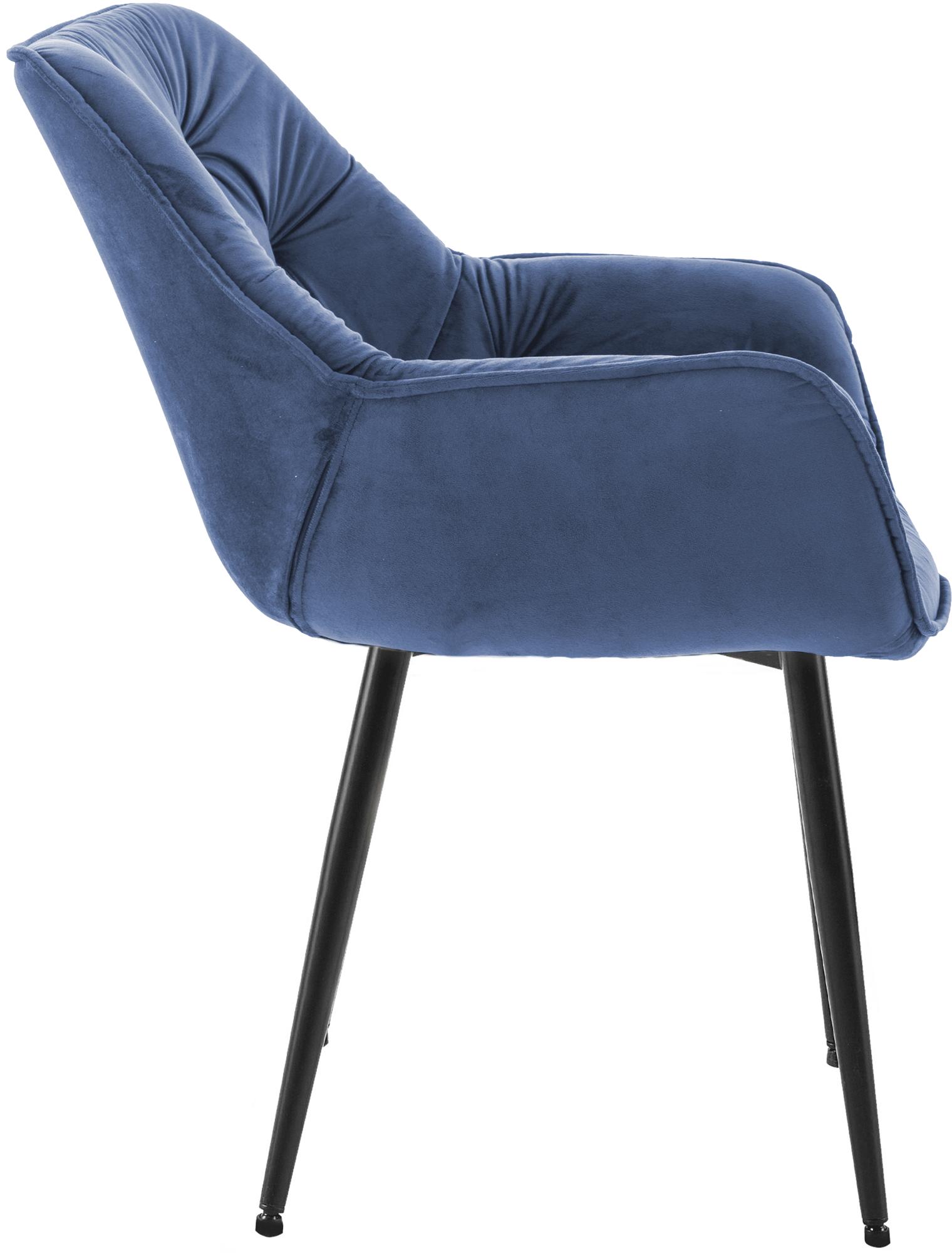 4er Set Stuhl Tanna Samt, blau