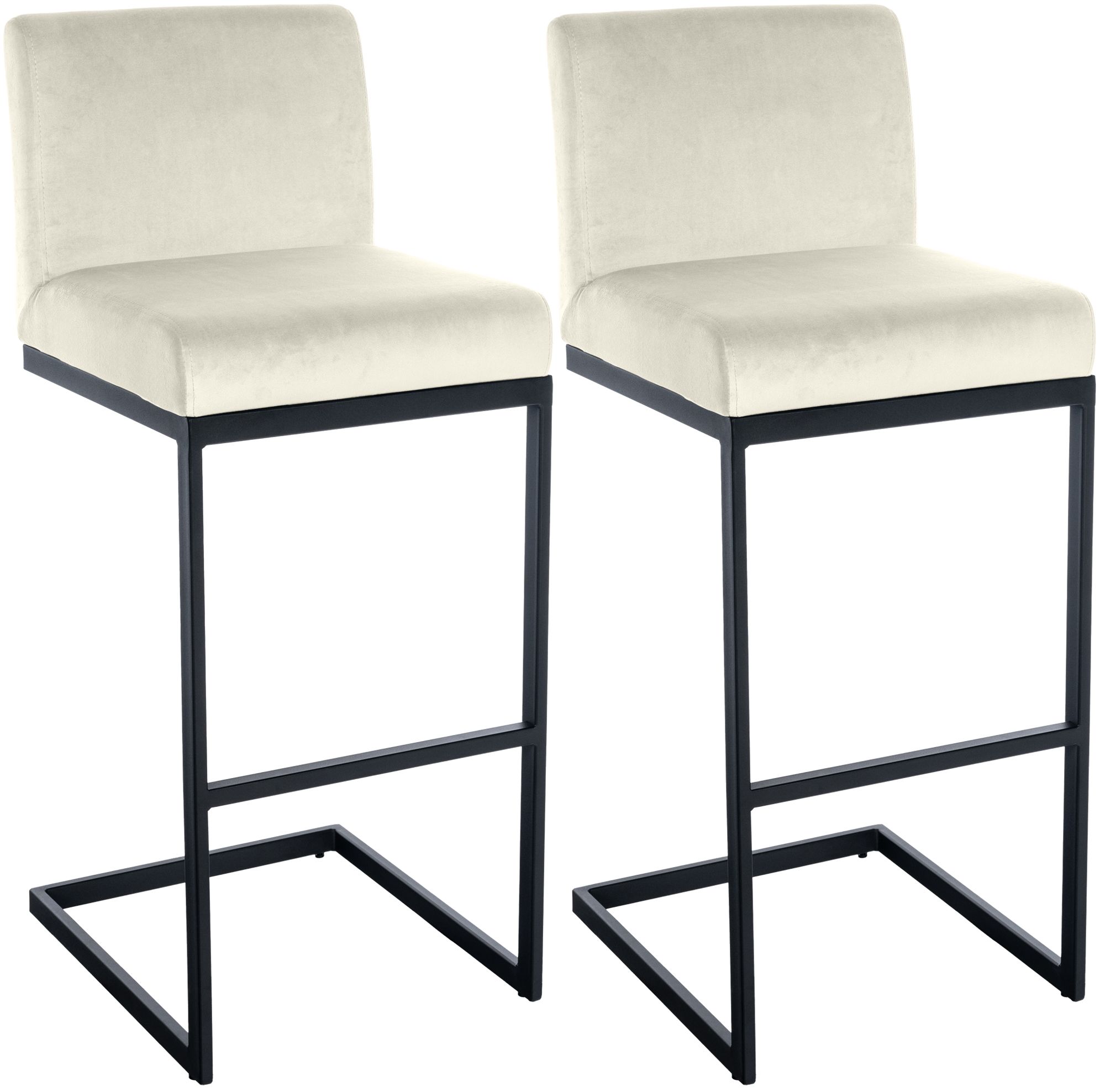 2er Set Barhocker Hopewell Samt B, creme