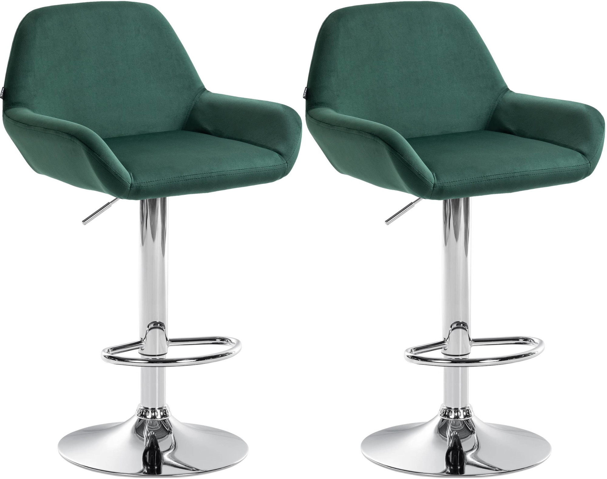 2er Set Barhocker Braga Samt chrom, dunkelgrün