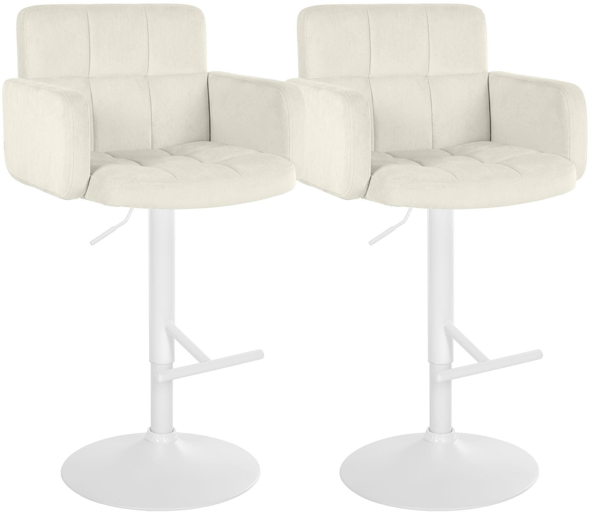 2er Set Barhocker Los Angeles Samt weiß, creme