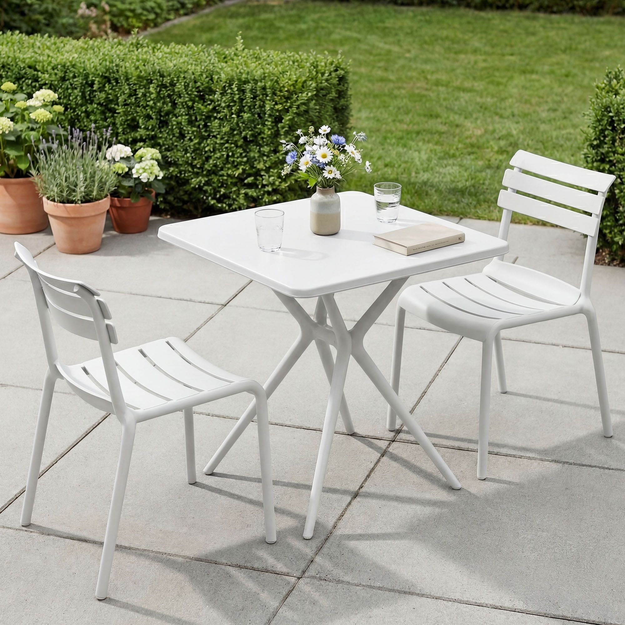 Gartenmöbel-Set Vela mit 2 Stühlen, weiß
