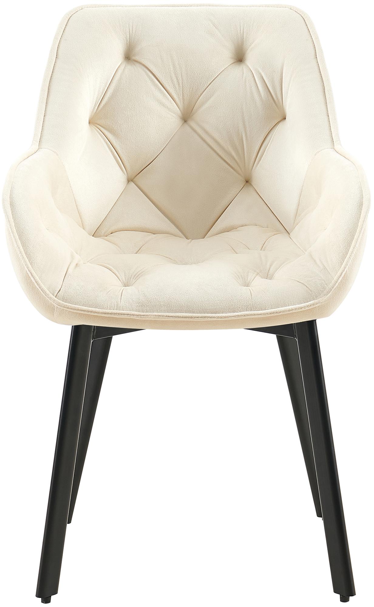 2er Set Esszimmerstuhl Antigo Samt, creme