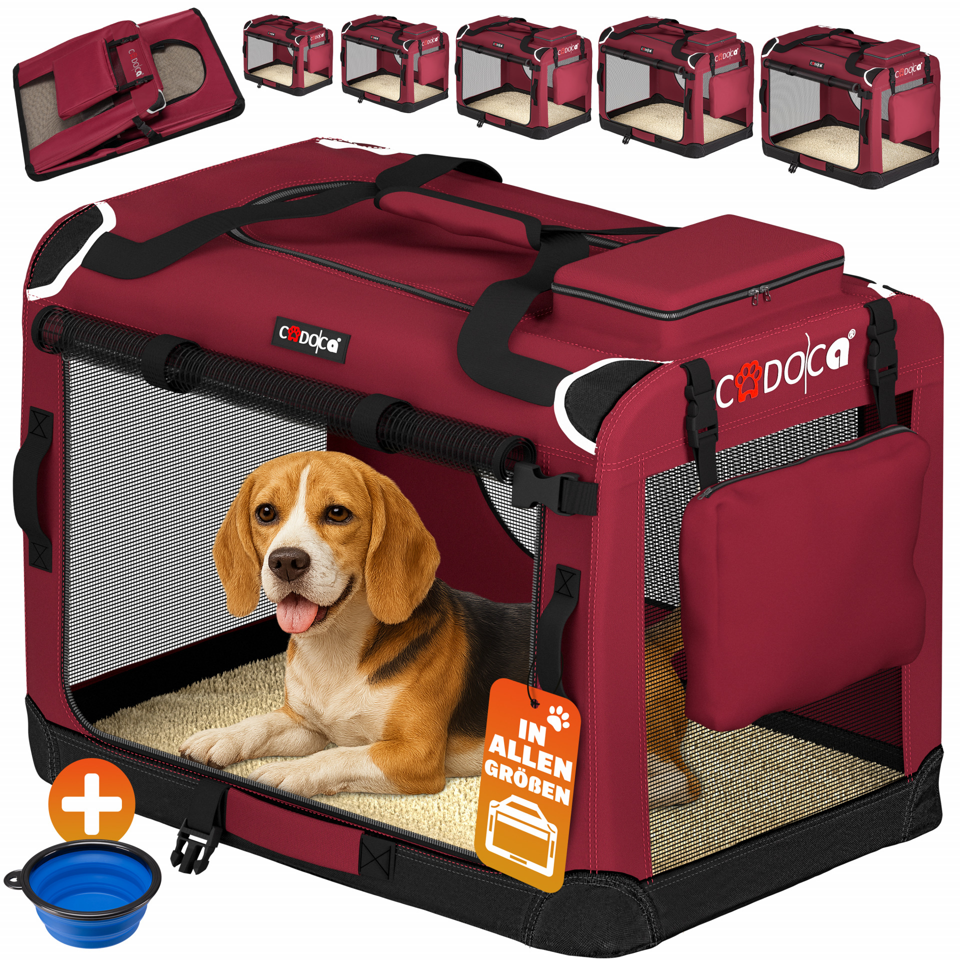 Hundebox faltbar L 70x52x50cm Dunkelrot